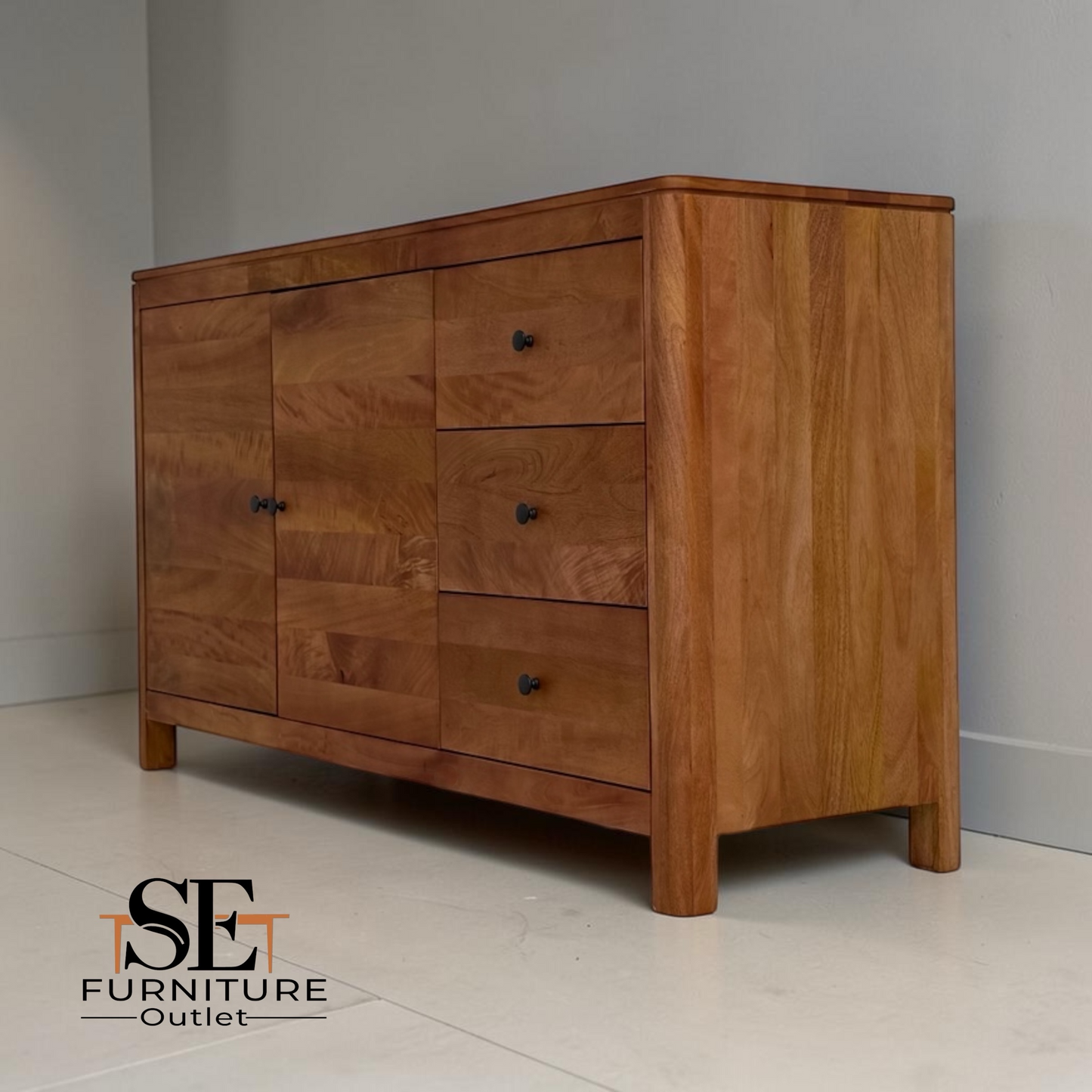 Premium Quality Solid Mango Wood Large Sideboard Noah Range by Oak Furnitureland, RRP £899