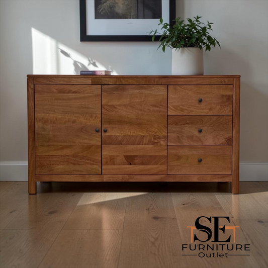 Solid Mango Wood Large Sideboard Noah Range by Oak Furnitureland, RRP £899