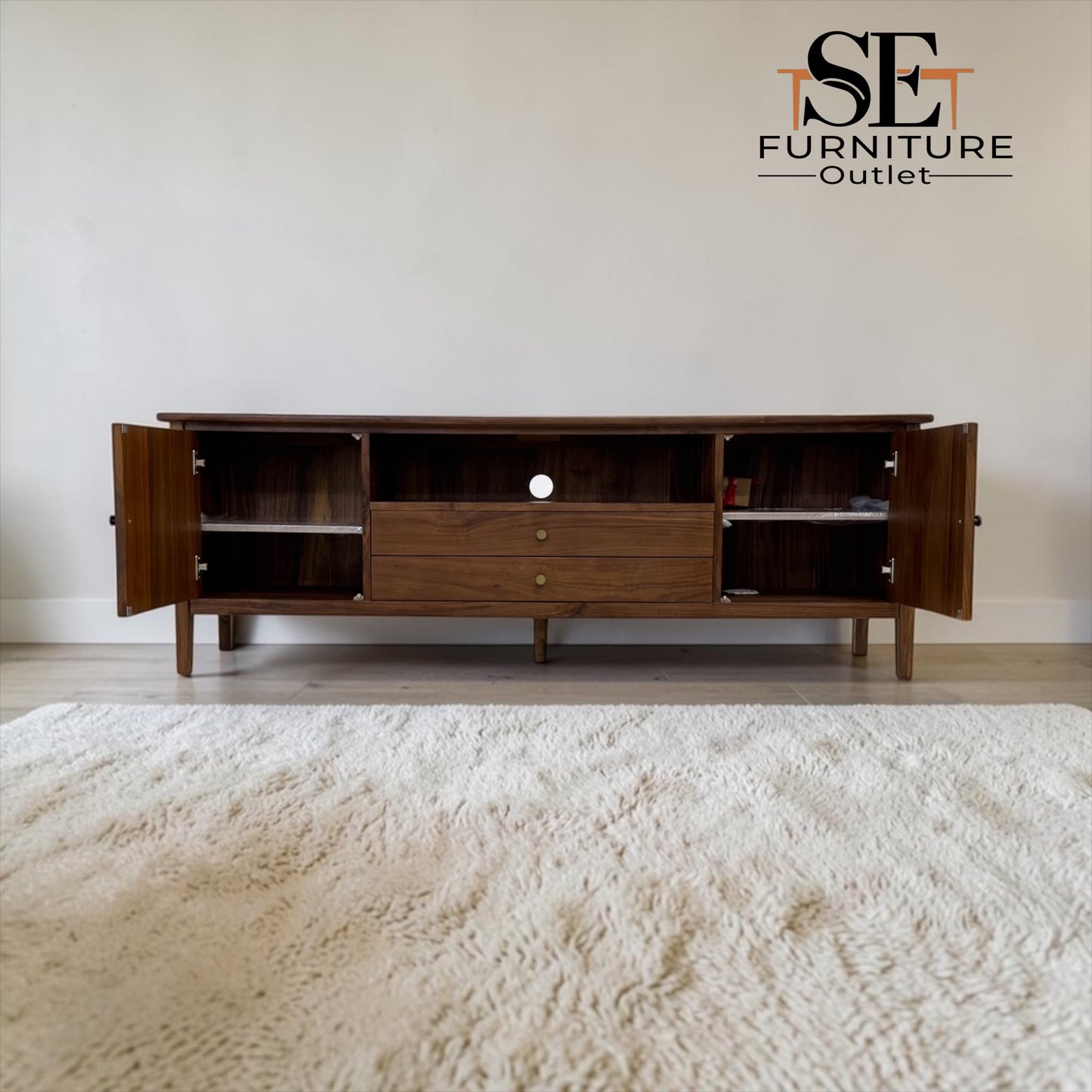 Solid Walnut & Quality Walnut Veneer Extra Large TV Unit, Barrington Range £999