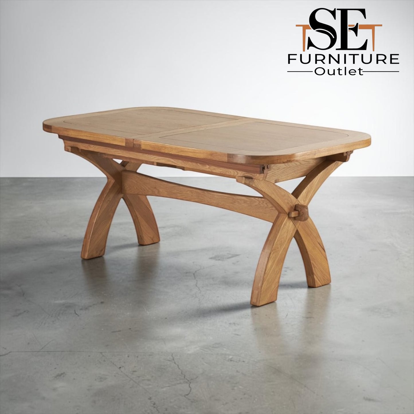 Natural Solid Oak Extending Dining Table, 10 to 12 Seater Hercules Range From Oak Furnitureland RRP £1099
