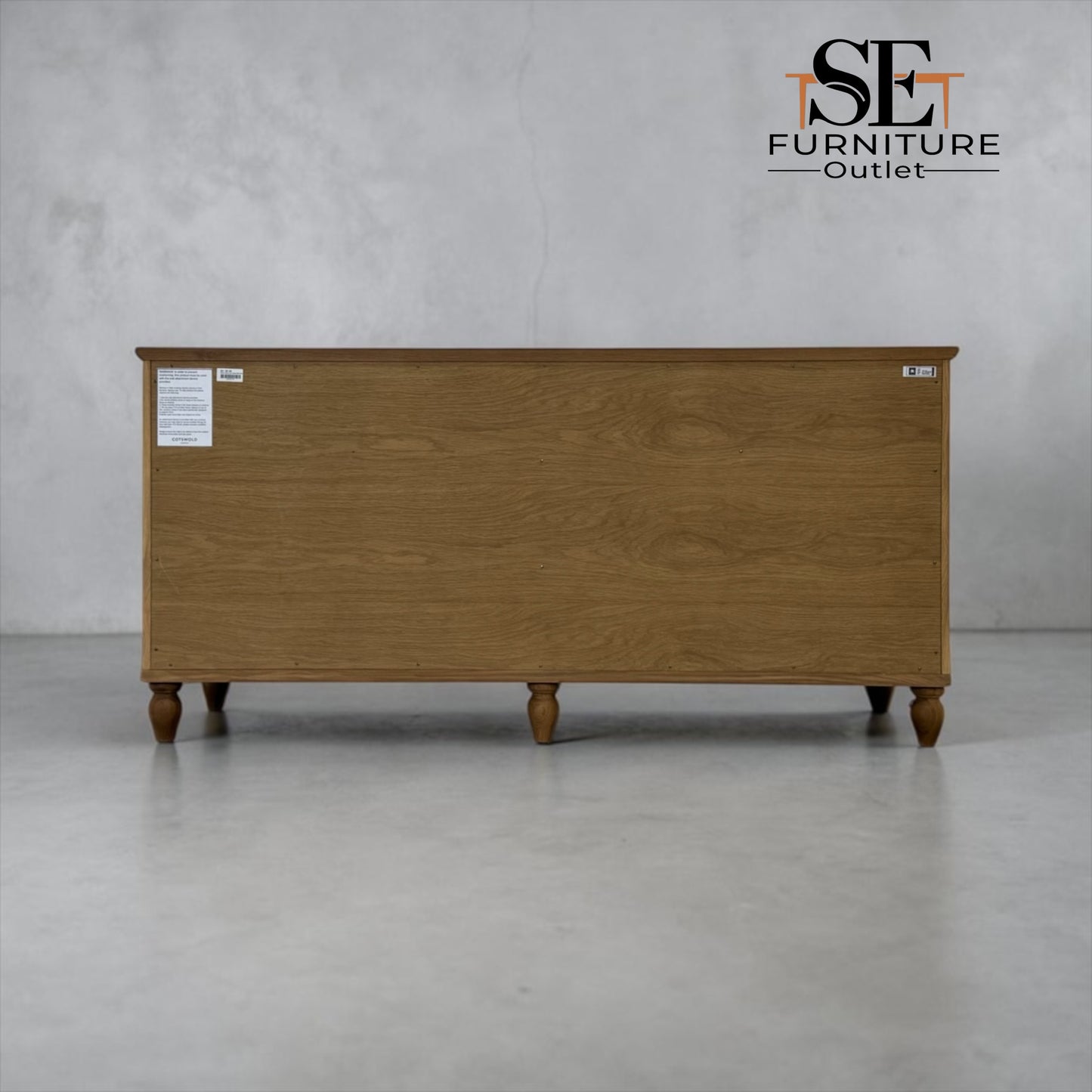 Solid Oak Top & Quality Oak Veneer 8-Drawer Wide Chest, Elkstone Mellow Oak Range, RRP £850