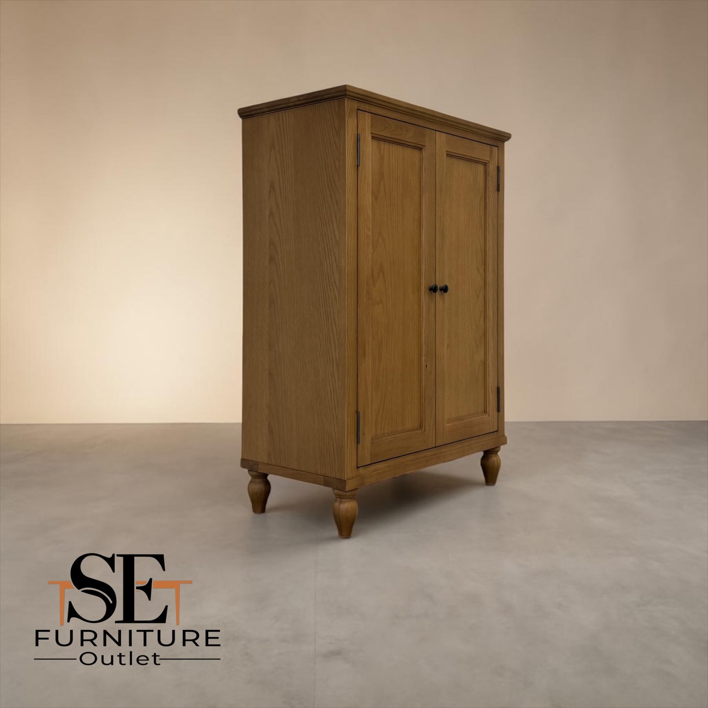 Solid Oak & Quality Oak Veneer Shoe Cupboard from the Elkstone Mellow Oak Range RRP £585