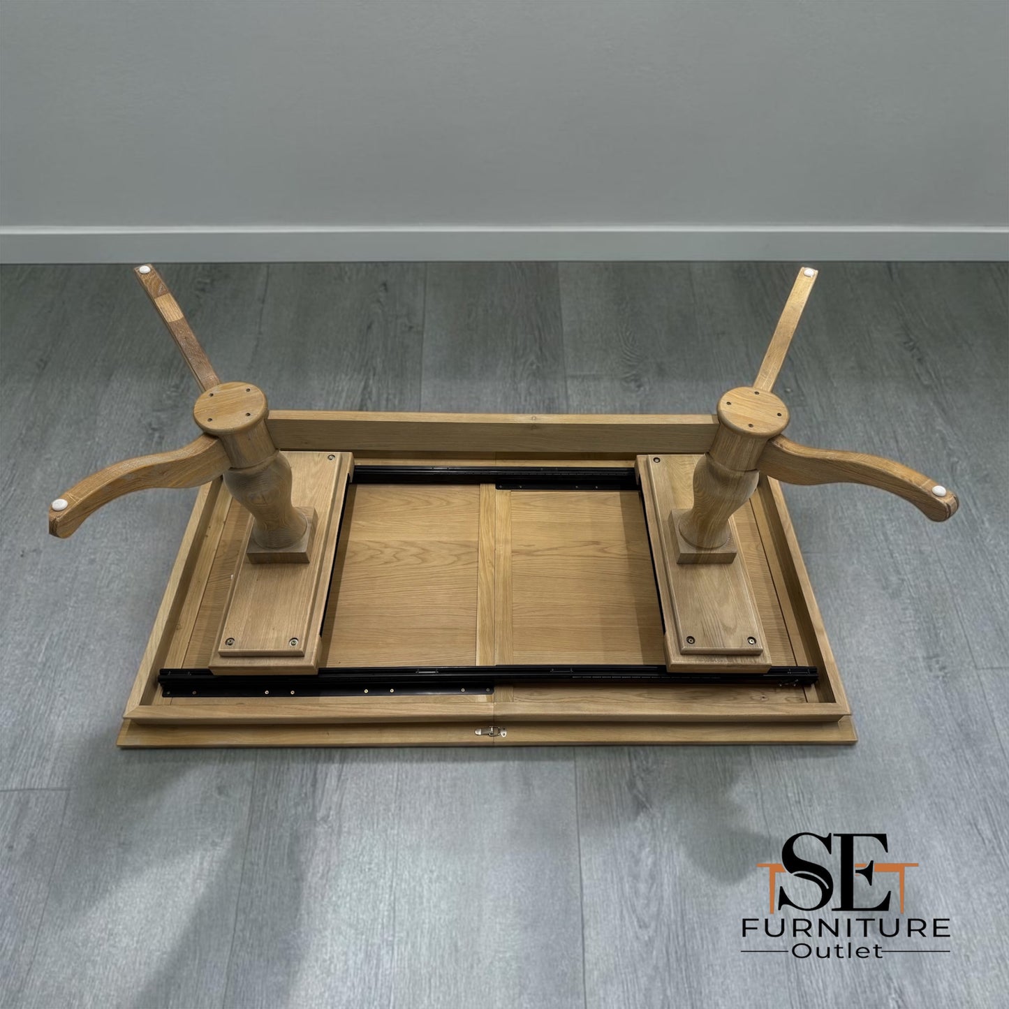 Solid Oak & Quality Oak Veneer 6-10 Seater Extending Dining Table with Limewashed Finish, Camille Range RRP £1500