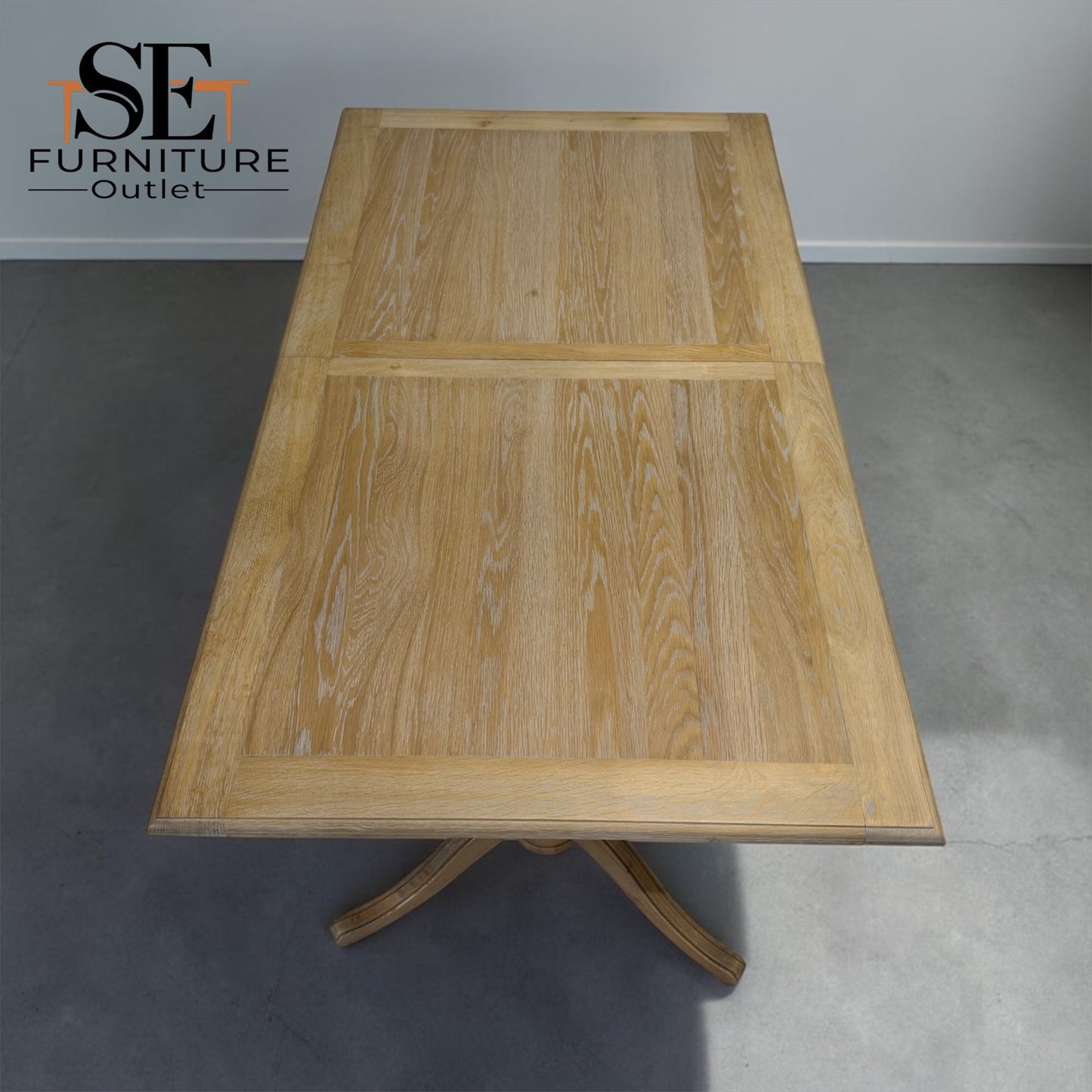 Solid Oak & Quality Oak Veneer 6-10 Seater Extending Dining Table with Limewashed Finish, Camille Range RRP £1500