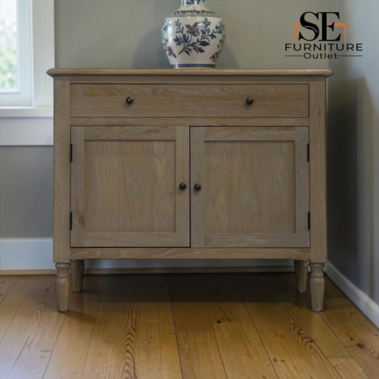 Solid Oak Frame Limewashed Finish Small Sideboard, Camille Limewash Range RRP £750