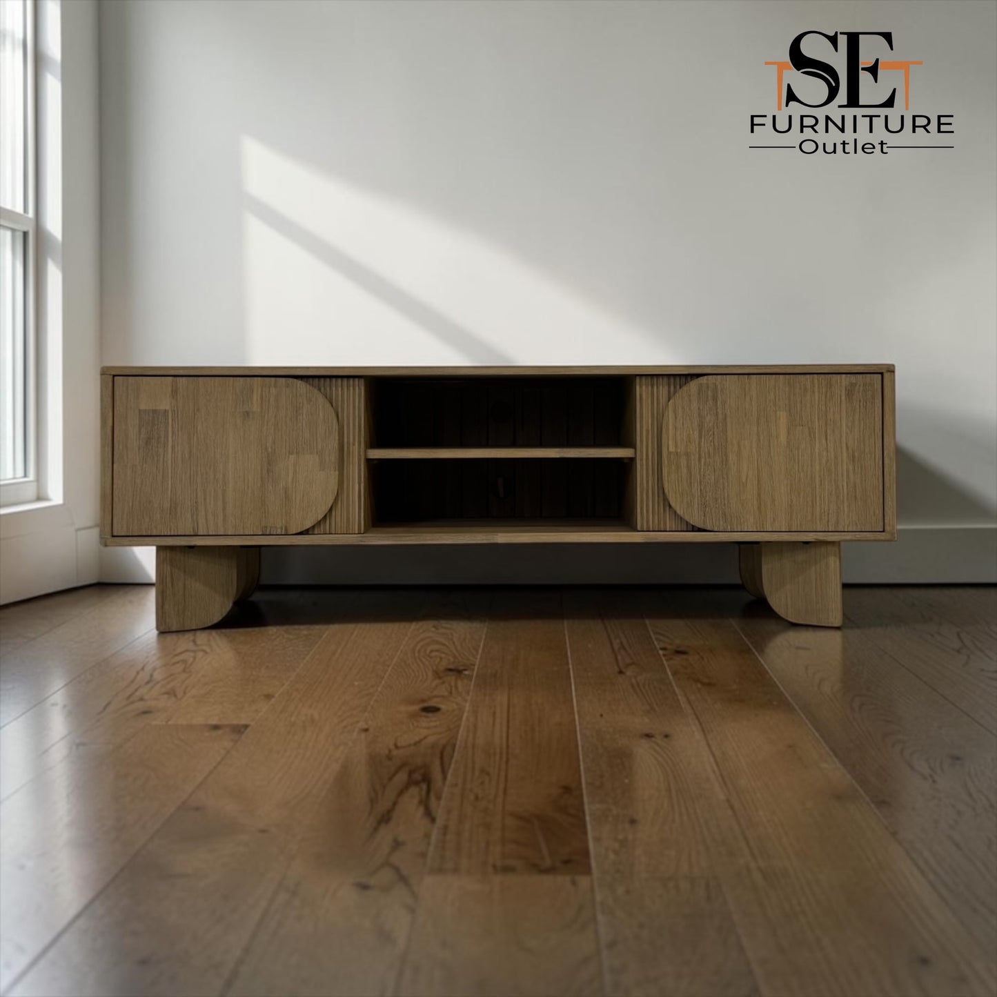Solid Acacia Wood Extra Large TV Unit Okkio Range from Oak Furnitureland RRP £629