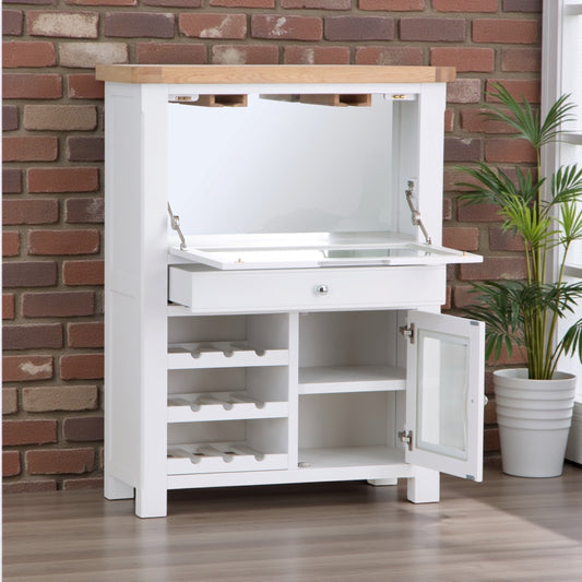 Oak Top & White Painted Drinks Bureau