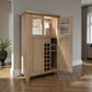 Smoked Oak Drinks Cabinet with Mirrored Back and Wine Rack