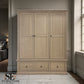 Weathered Oak Triple Wardrobe with Glass Mirror & Shelves, Burleigh Range From Oak Furnitureland RRP £1769