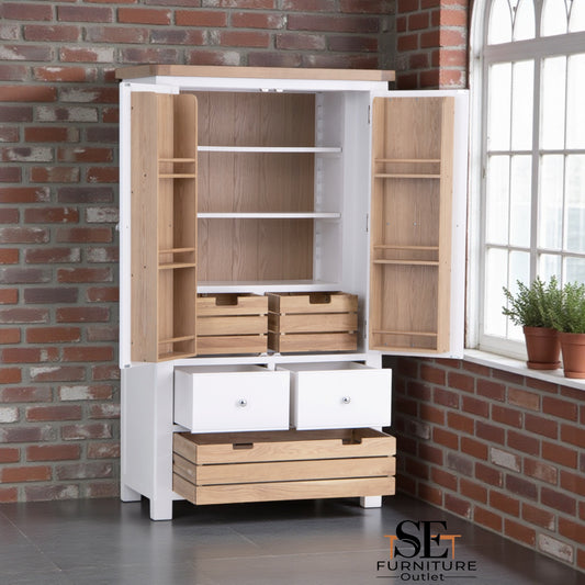 Oak Top & White Painted Double Larder
