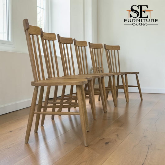 Set of 6 Solid Whitewashed Oak Spindleback Chairs, Inglesham Range RRP £1020