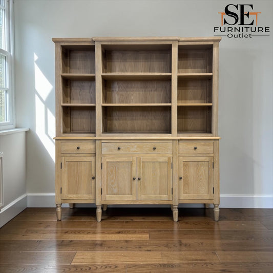 Grey-toned Limewash Finished Oak and High-Quality Oak Veneer Grand Dresser, Camille Range, RRP £2400