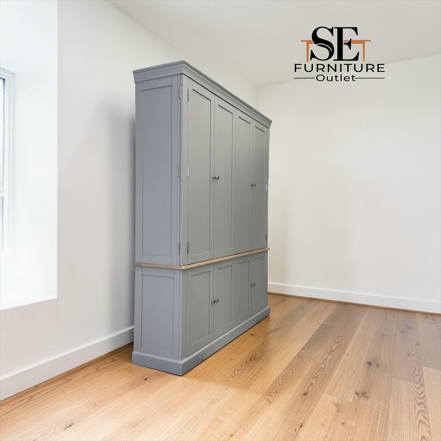 Oak & Solid Wood Frames Dove Grey Painted Hideaway Media Unit RRP £1900