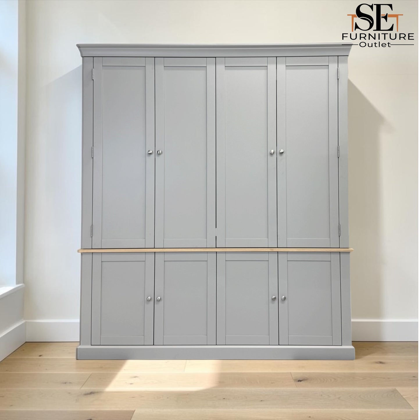 Oak & Solid Wood Frames Dove Grey Painted Hideaway Media Unit RRP £1900