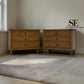 Set of 2 Solid Oak & Quality Oak Veneer Wide Bedside Tables from the Elkstone Mellow Oak Range RRP £700