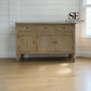 Grey-toned Limewashed Finish Solid Oak & High-Quality Oak Veneer 3 Door Sideboard, Camille Range, RRP £1099