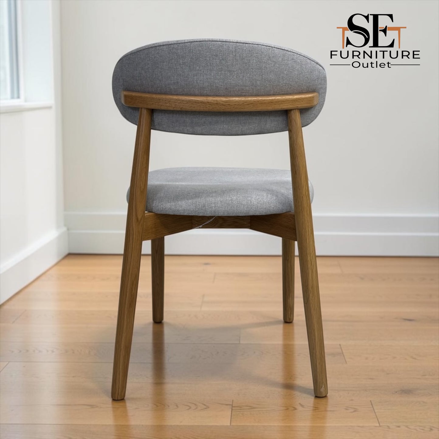 Set of 6 Natural Oak Dining Chairs in Cloud Grey, OTIS Range From Oak Furnitureland RRP £260 each
