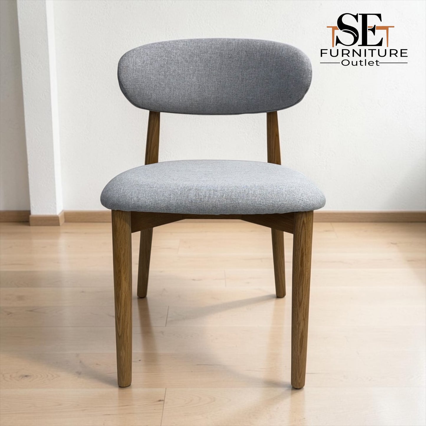 Set of 6 Natural Oak Dining Chairs in Cloud Grey, OTIS Range From Oak Furnitureland RRP £260 each