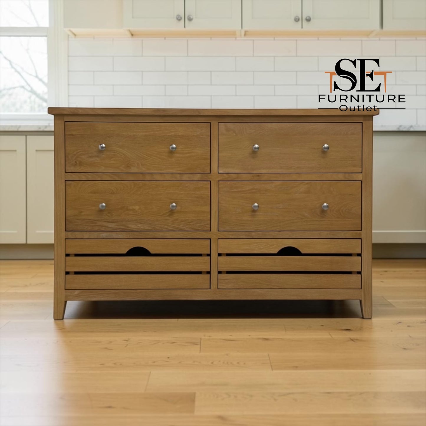 Whitewashed Finish Solid Oak & Oak Veneer Breakfast Bar Island & Stools Set, Inglesham Range, RRP £1250