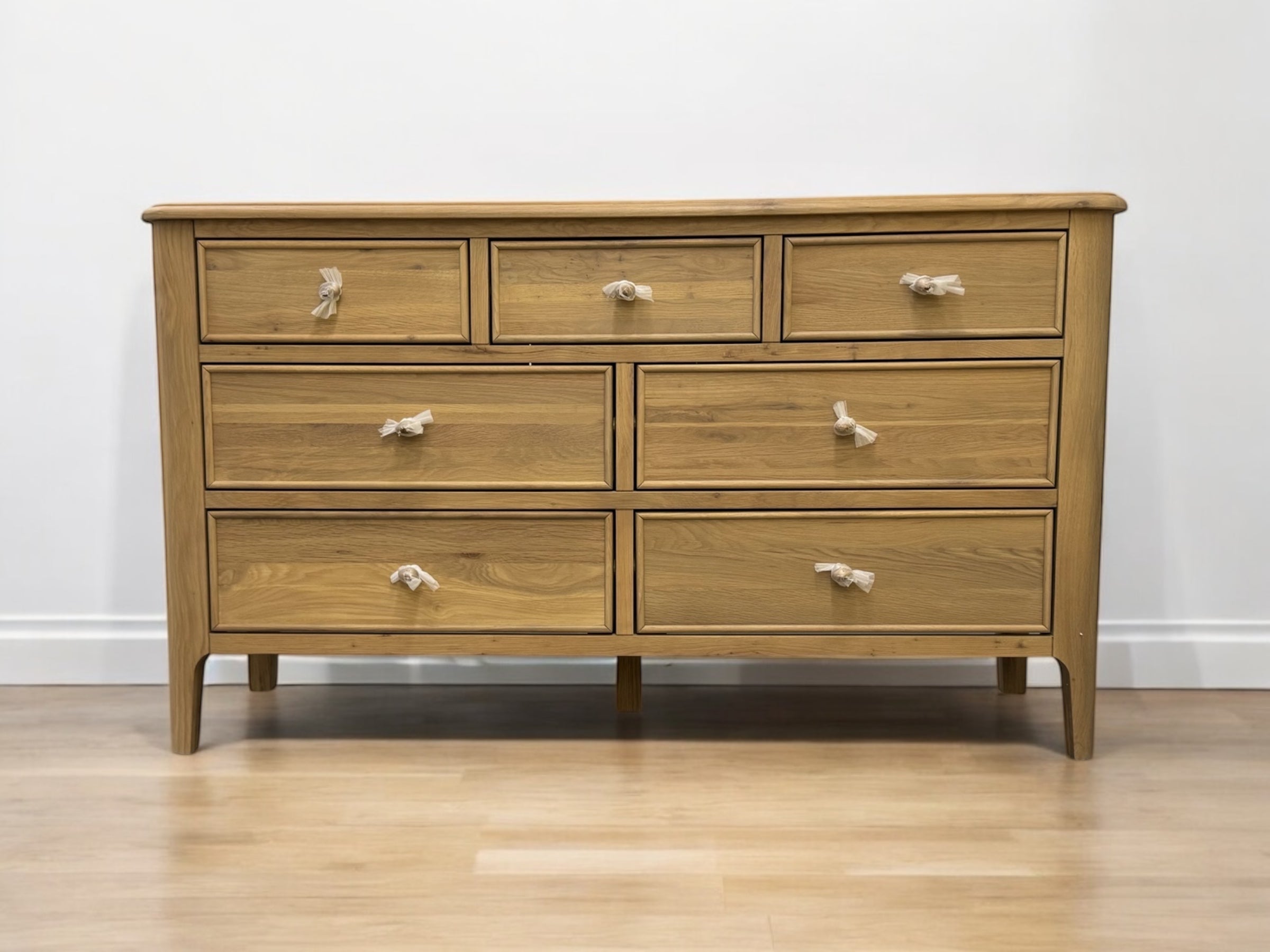 SAC WORKS / SMALL CHEST [RF-074〈OAK〉] Stylish Natural Solid Oak 4-Drawer Chest with Metal Trim – SE