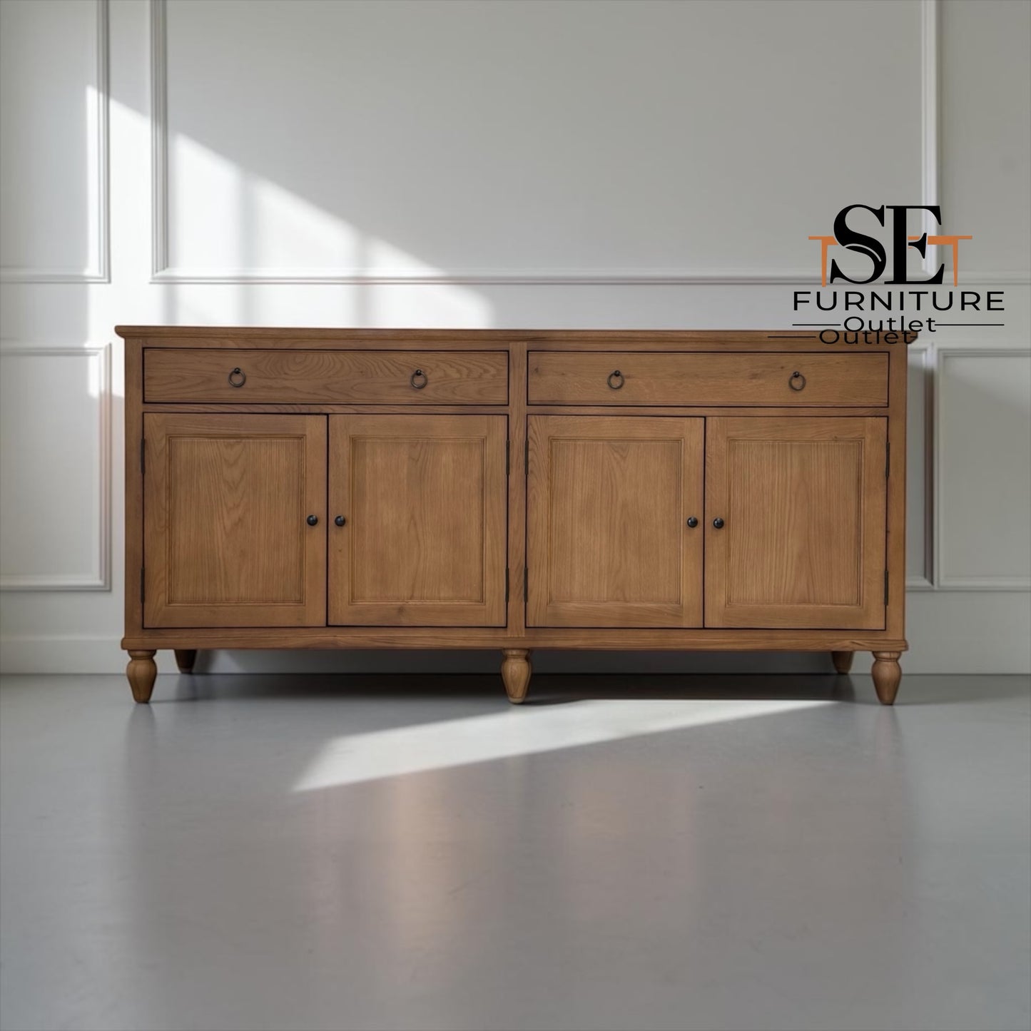 Solid Oak & Oak Veneer Extra Large Sideboard, Elkstone Mellow Oak Range RRP £999