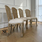 Set of 4 Grey-toned Limewashed Finish Solid Oak Rattan Back Dining Chairs, Camille Range RRP £1196