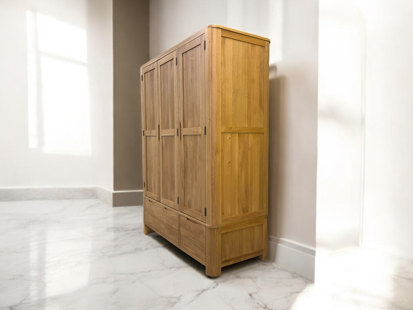 Oak Furnitureland Natural Solid Oak Triple Wardrobe Romsey Range RRP £1499