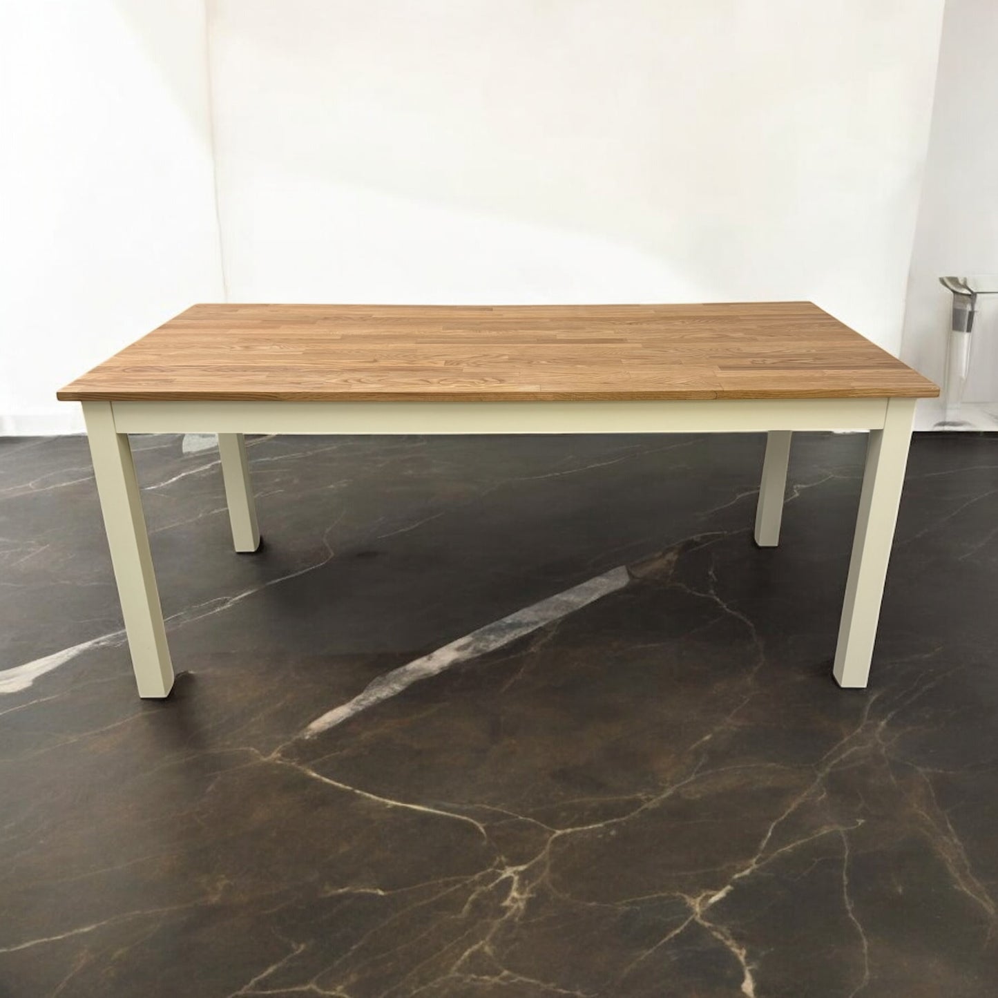 Solid Oak Top & Cream Painted 6 Seater Dining Table, Portobello Range From Cotswold Company