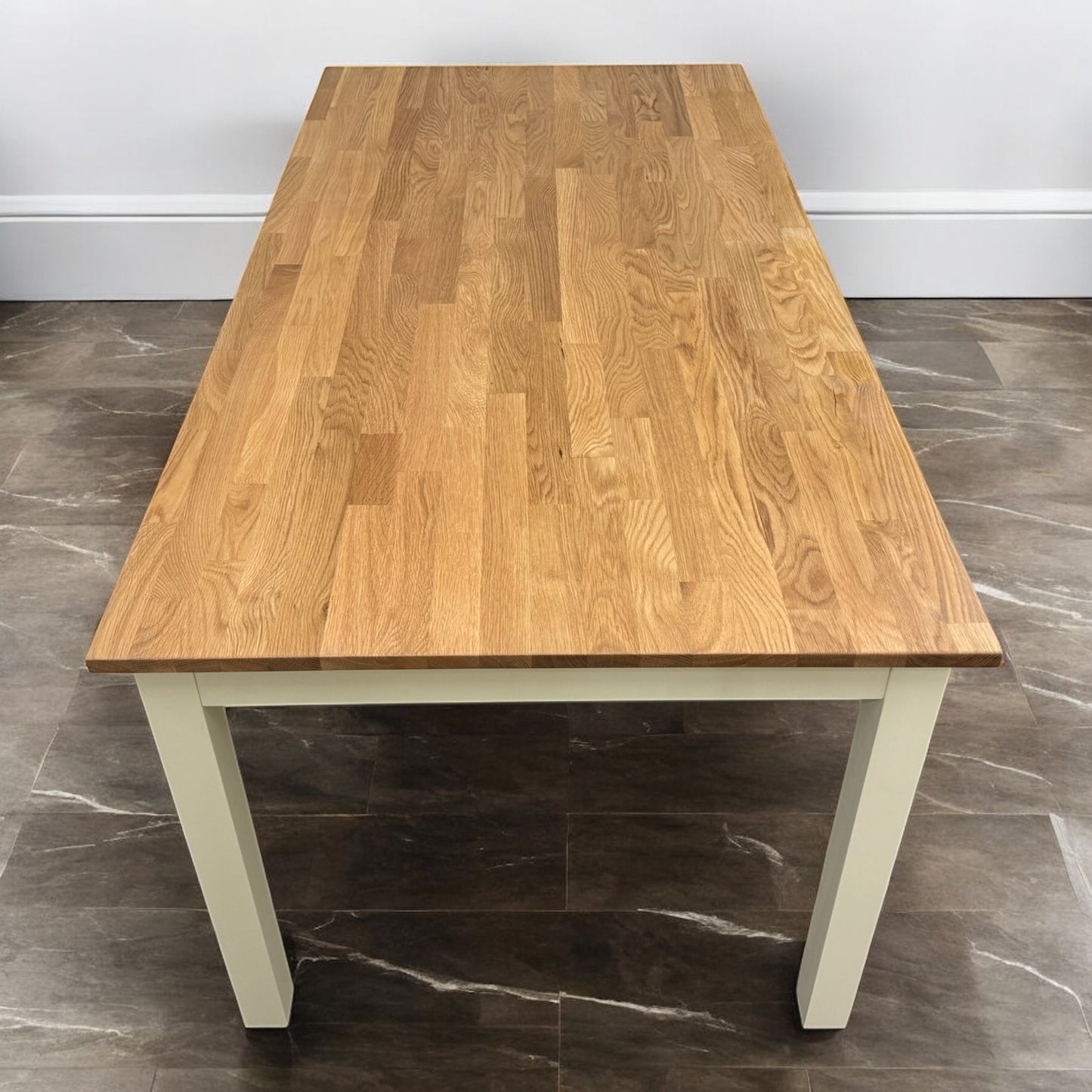 Solid Oak Top & Cream Painted 6 Seater Dining Table, Portobello Range From Cotswold Company