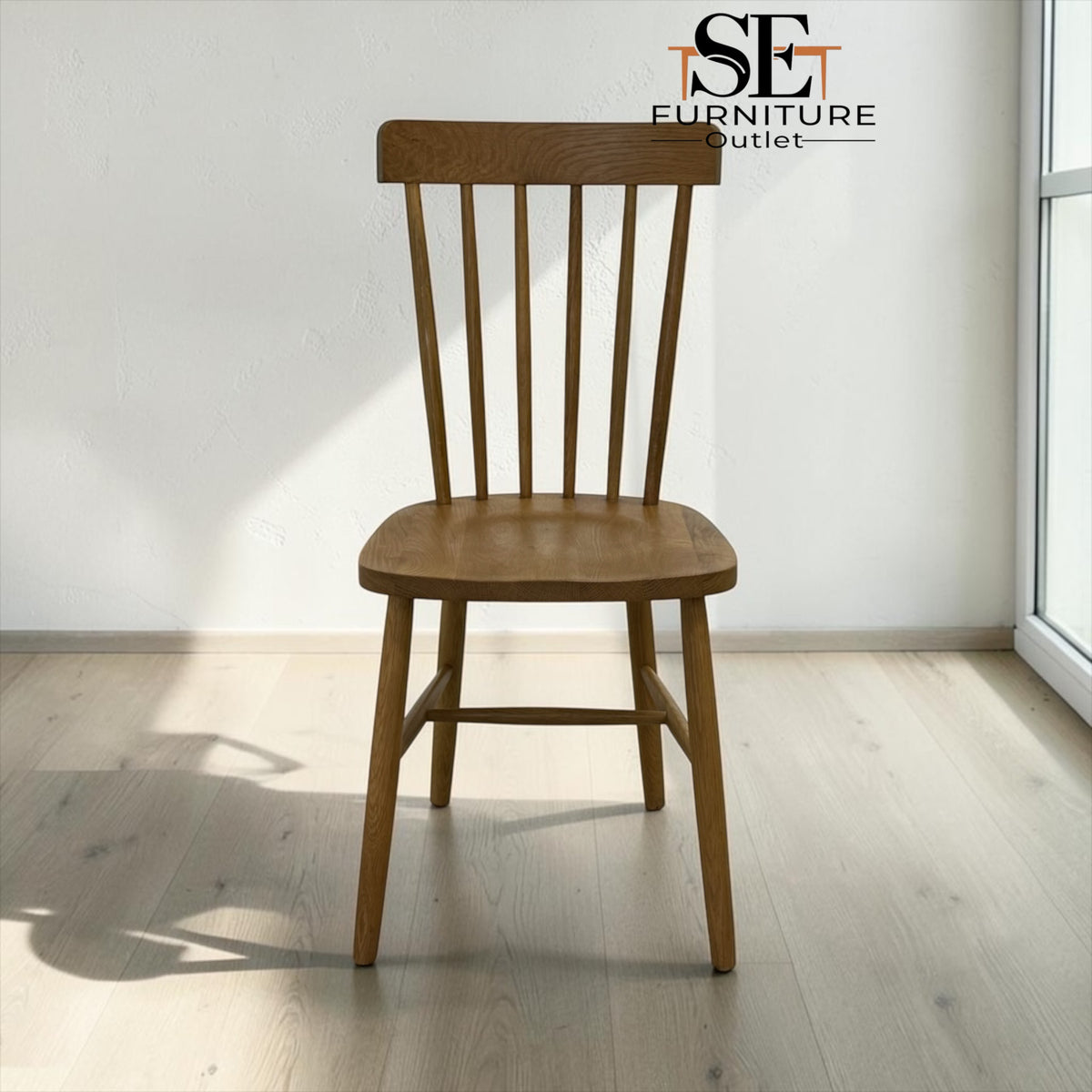 Set of 6 Solid Oak & Oak Veneer Spindleback Chairs, Elkstone Mellow Oak Range RRP £1050