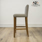Set of 4 Beige Upholstered Bar Stools with Whitewashed Oak Legs, Alder Range RRP £799.