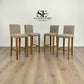 Set of 4 Beige Upholstered Bar Stools with Whitewashed Oak Legs, Alder Range RRP £799.