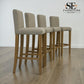 Set of 4 Beige Upholstered Bar Stools with Whitewashed Oak Legs, Alder Range RRP £799.