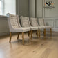 Set of 4 Winged Button Dining Chairs Stone Linen, Foxglove Range RRP £796