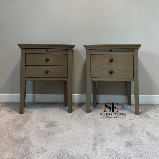 Set of 2 Solid Oak & Oak Veneer Bedside Tables from the Winchcombe Smoked Oak Range RRP £598