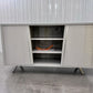 SCS Vidal Grey High gloss Sideboard With Brushed Steel Legs & Glass Top RRP £779