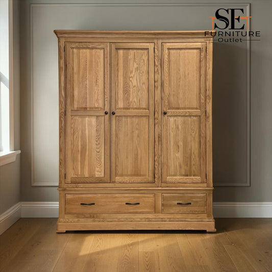 Natural Solid Oak Triple Wardrobe from Canterbury Range by Oak Furnitureland RRP £1699