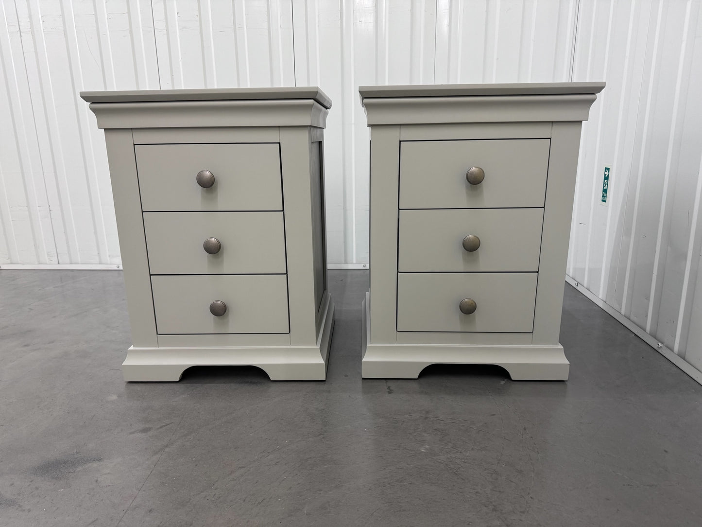 Solid Wood Frame Pebble Grey Bedside Tables RRP £169 Each