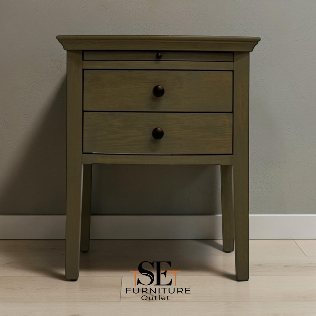 Solid Oak & Oak Veneer Bedside Table from the Winchcombe Smoked Oak Range RRP £299