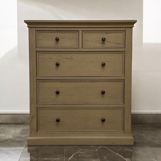 Weathered Oak 5 Drawer Chest, Burleigh Range From Oak Furnitureland RRP £599