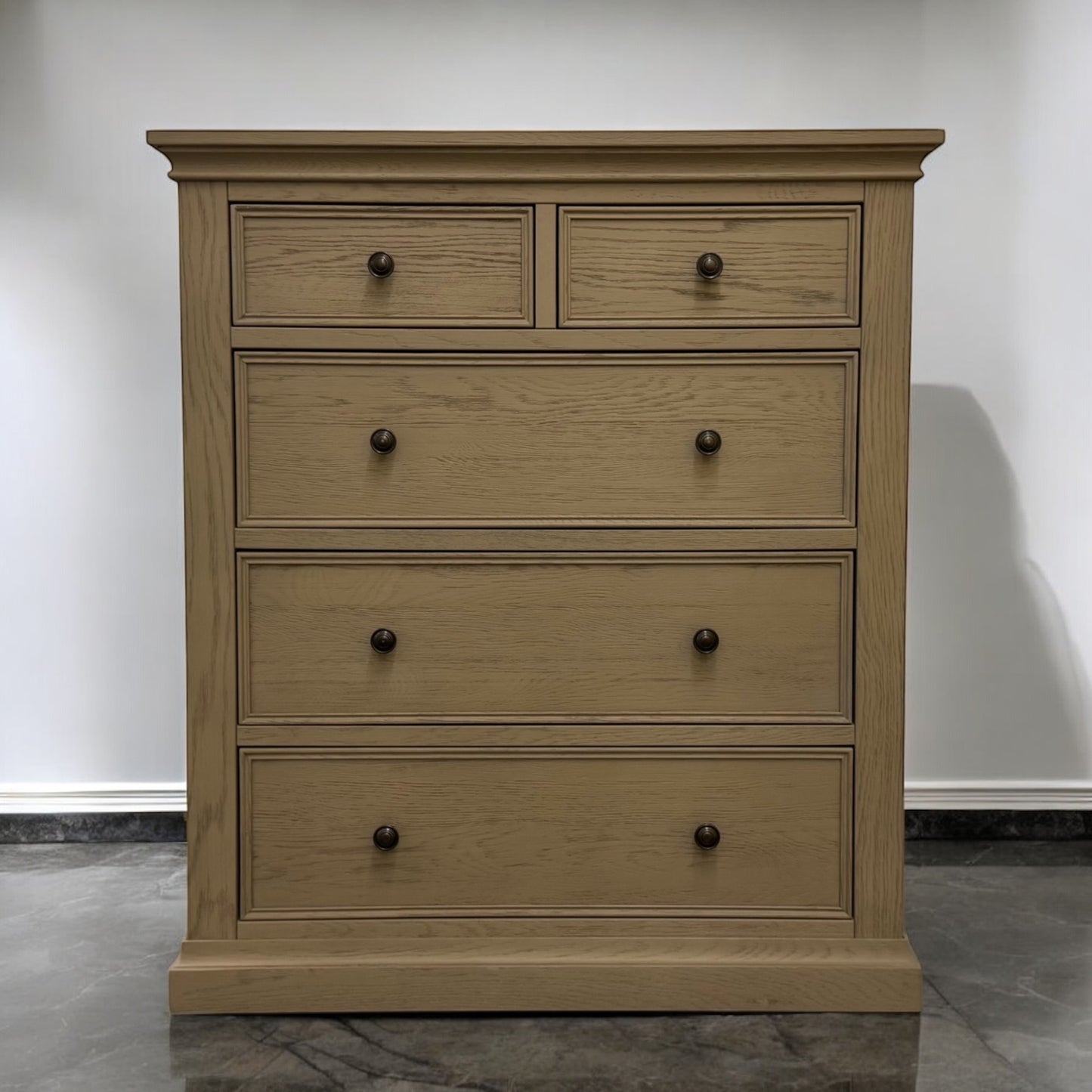 Weathered Oak 5 Drawer Chest, Burleigh Range From Oak Furnitureland RRP £599