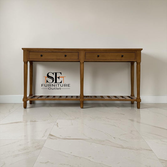 Solid Oak & Oak Veneer Extra Large Console Table, Elkstone Mellow Oak Range, RRP £650