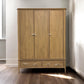 Light Natural Solid Oak Triple Wardrobe, Newton Range From Oak Furnitureland RRP £1599