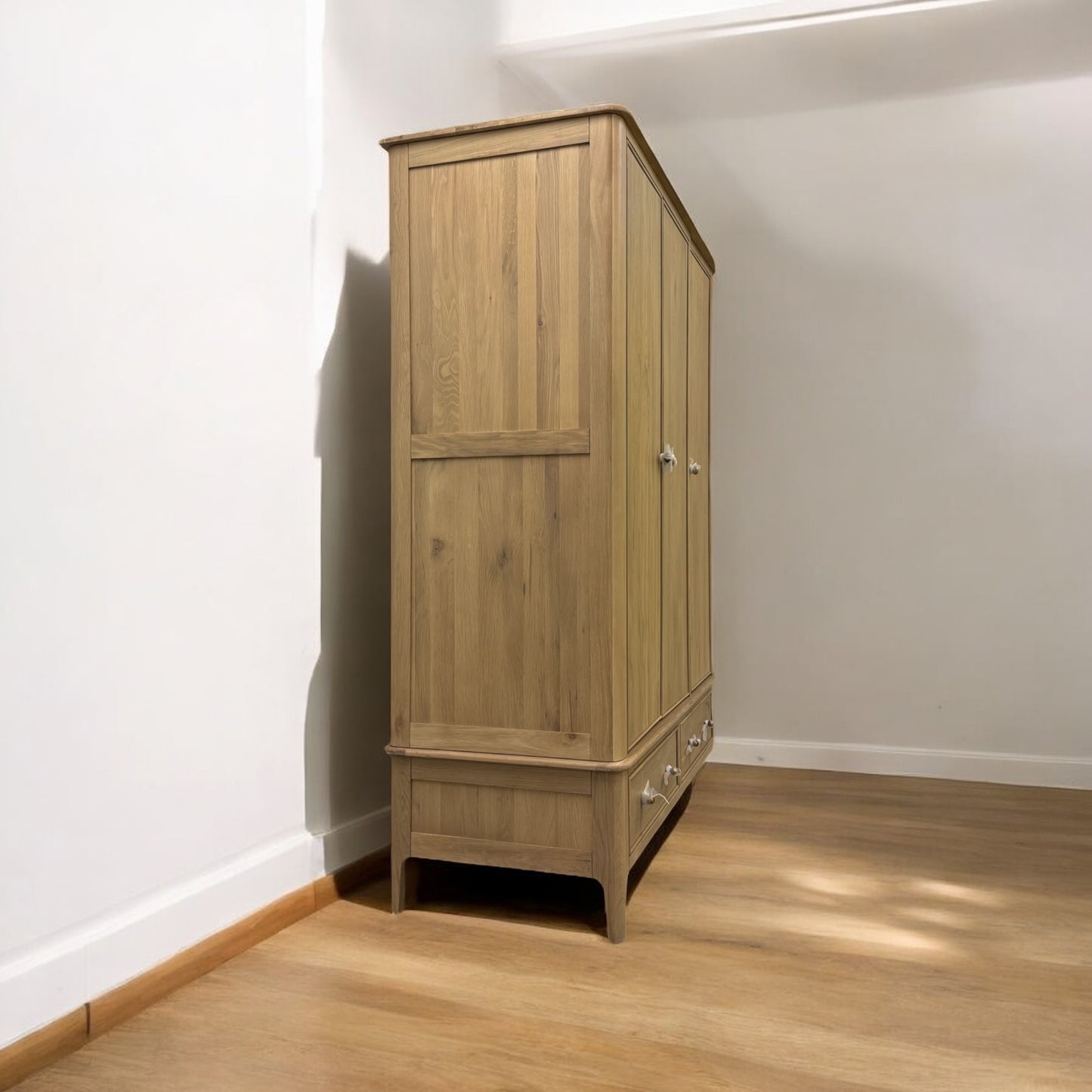 Light Natural Solid Oak Triple Wardrobe, Newton Range From Oak Furnitureland RRP £1599