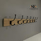 White Wax-Finished Solid Oak & 7 Metal Double Hooks Coat Rack, Chester Oak Range