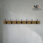 White Wax-Finished Solid Oak & 7 Metal Double Hooks Coat Rack, Chester Oak Range