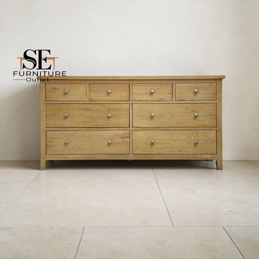 Whitewashed Finish Solid Oak & Oak Veneer 8 Drawer Wide Chest, Inglesham Range, RRP £850