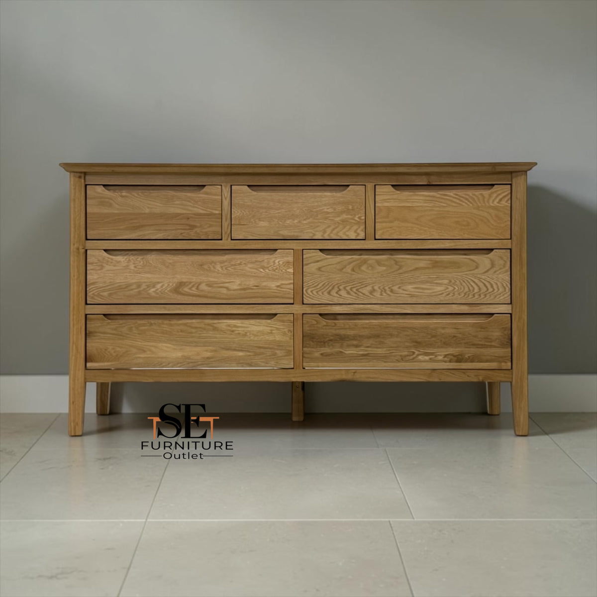 Natural Solid Oak 7 Drawer Chest, Copenhagen Range From Oak Furnitureland
