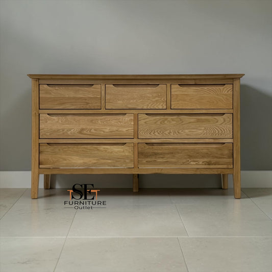 Natural Solid Oak 7 Drawer Chest, Copenhagen Range From Oak Furnitureland