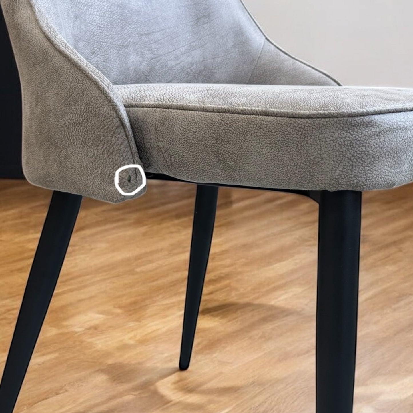 Oak Furnitureland Black Metal Legs & Light Grey Suede Dining Chair, Set of 6